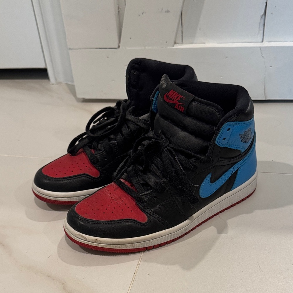 Nike High-Top Sneakers in Black, Red & Blue